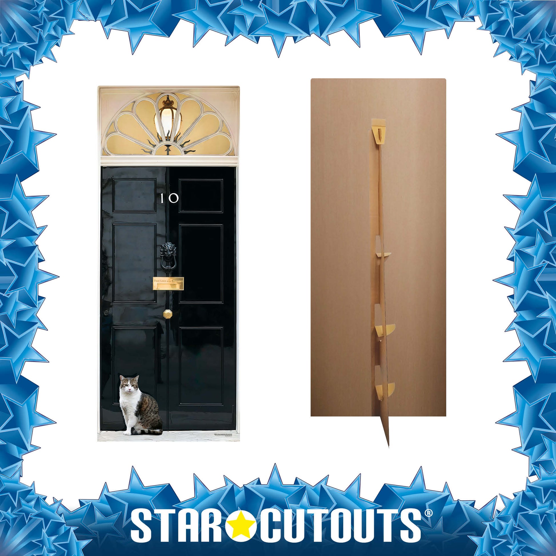 Decorative door cover with a cat design and 'Star Cutouts' branding. SC4848