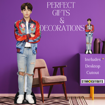 CS749 Jeon Jung-kook (Jungkook) Red Jacket BTS BANGTAN BOYS Height 178cm Lifesize Cardboard Cut Out With Mini