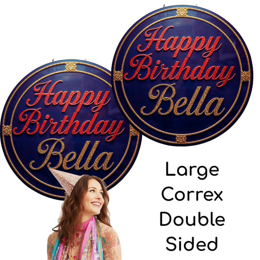 SCCIRCOR3DS- Large Printed Rigid Circle Correx Board, Poster, Sign Double Sided Cardboard Cut Out Height 78cm