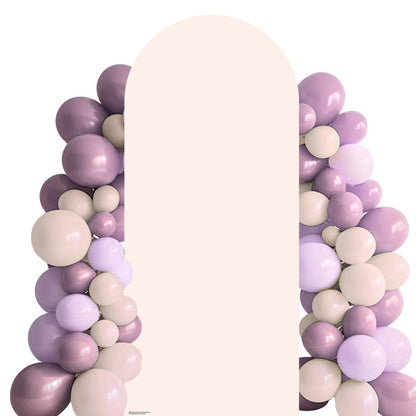 Balloon arch with pastel colors on a white background