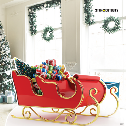 SC4198  Santa Claus Father Christmas Sleigh with Presents Cardboard Cut Out Height 93cm