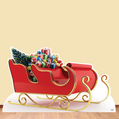 SC4198  Santa Claus Father Christmas Sleigh with Presents Cardboard Cut Out Height 93cm