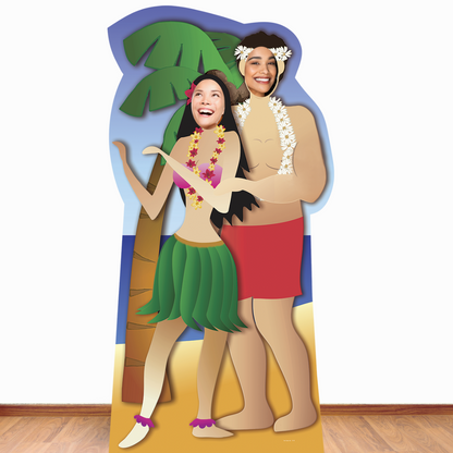 SC042 Hawaiian Couple Stand-In Cardboard Cut Out Height 190cm