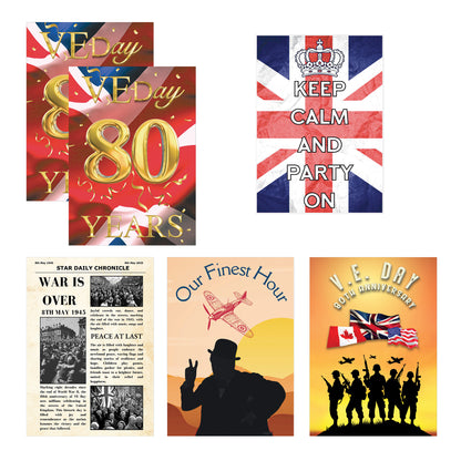 RD080 VE Day 80 Year Celebration Posters – Mixed 6 Pack Posters Height 44cm