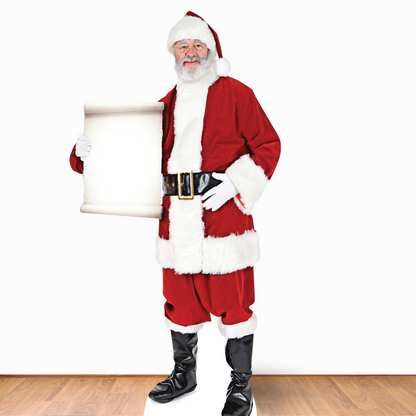 SC015  Santa Claus Father Christmas with Small Sign Cardboard Cut Out Height 180cm