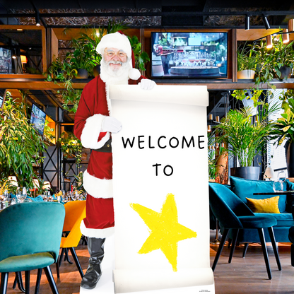 SC016  Santa Claus Father Christmas with Large Sign Cardboard Cut Out Height 180cm