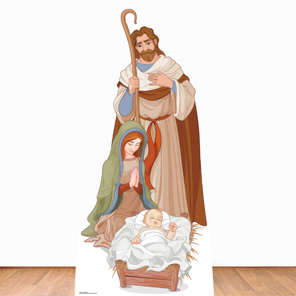 SC1107 Nativity Scene Cardboard Cut Out Height 183cm