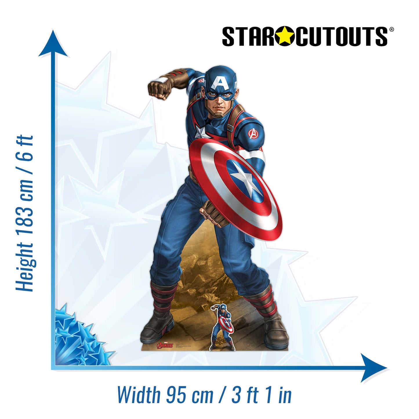 SC1531 Captain America Avengers Marvel Legend Vibranium Shield Comic Book Art Cardboard Cut Out Height 183cm