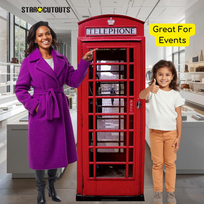 SC162 Red British Telephone Box Cardboard Cutout Height 191cm