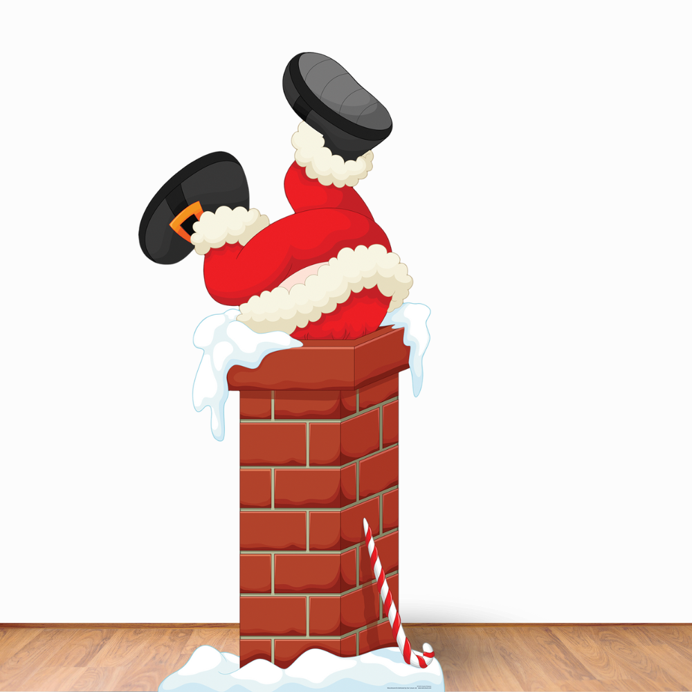 SC1651  Santa Claus Father Christmas Stuck In Chimney Cardboard Cut Out Height 195cm