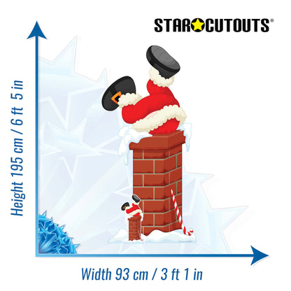 SC1651  Santa Claus Father Christmas Stuck In Chimney Cardboard Cut Out Height 195cm
