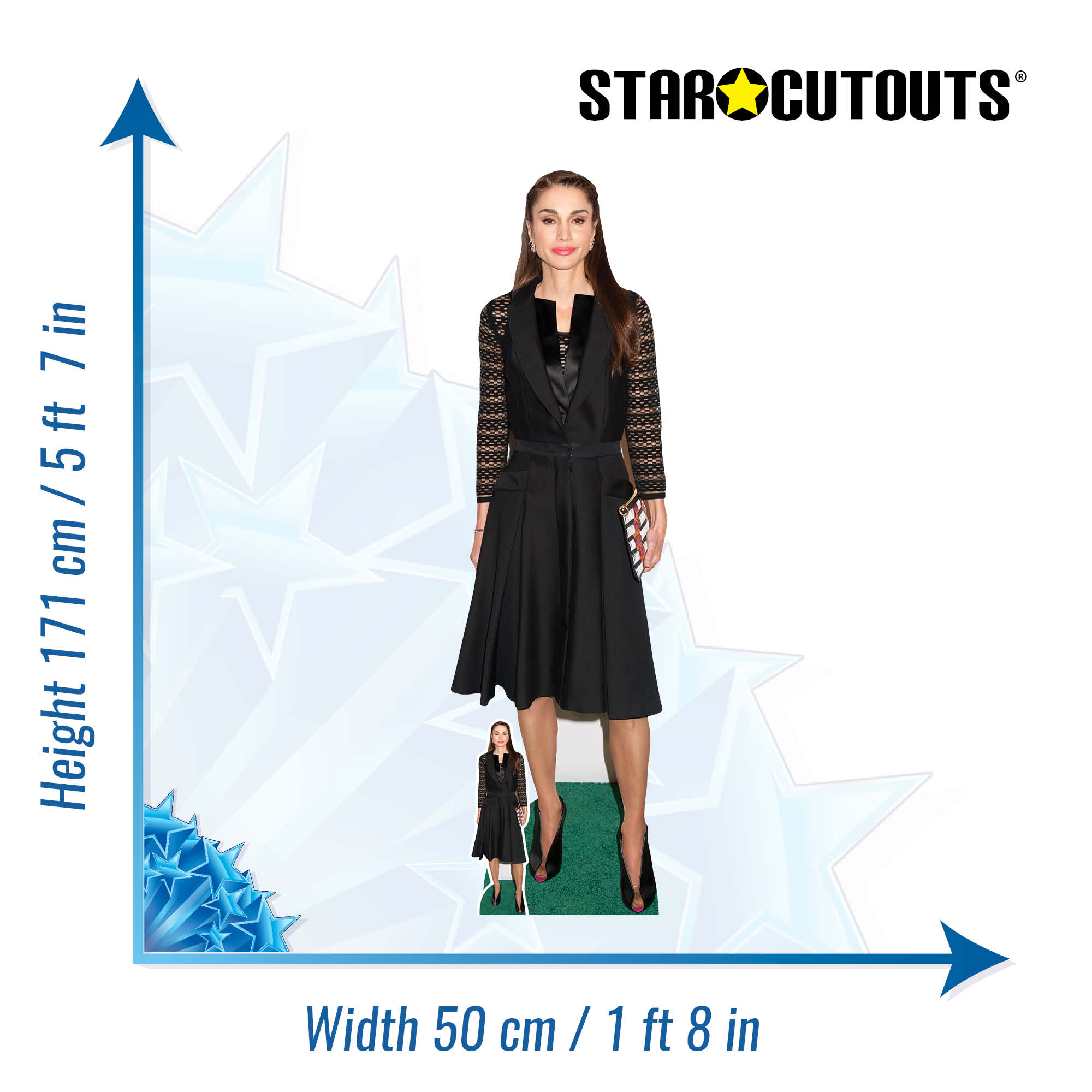 Queen Rania Measurements SC1693 Queen Rania of Jordan (Black Dress) Cardboard Cut Out Height 17 ...