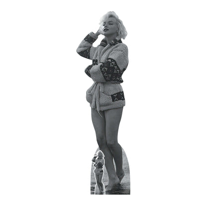 SC2384 Marilyn Monroe at the Beach 1962 Black and White Cardboard Cut Out Height 170cm