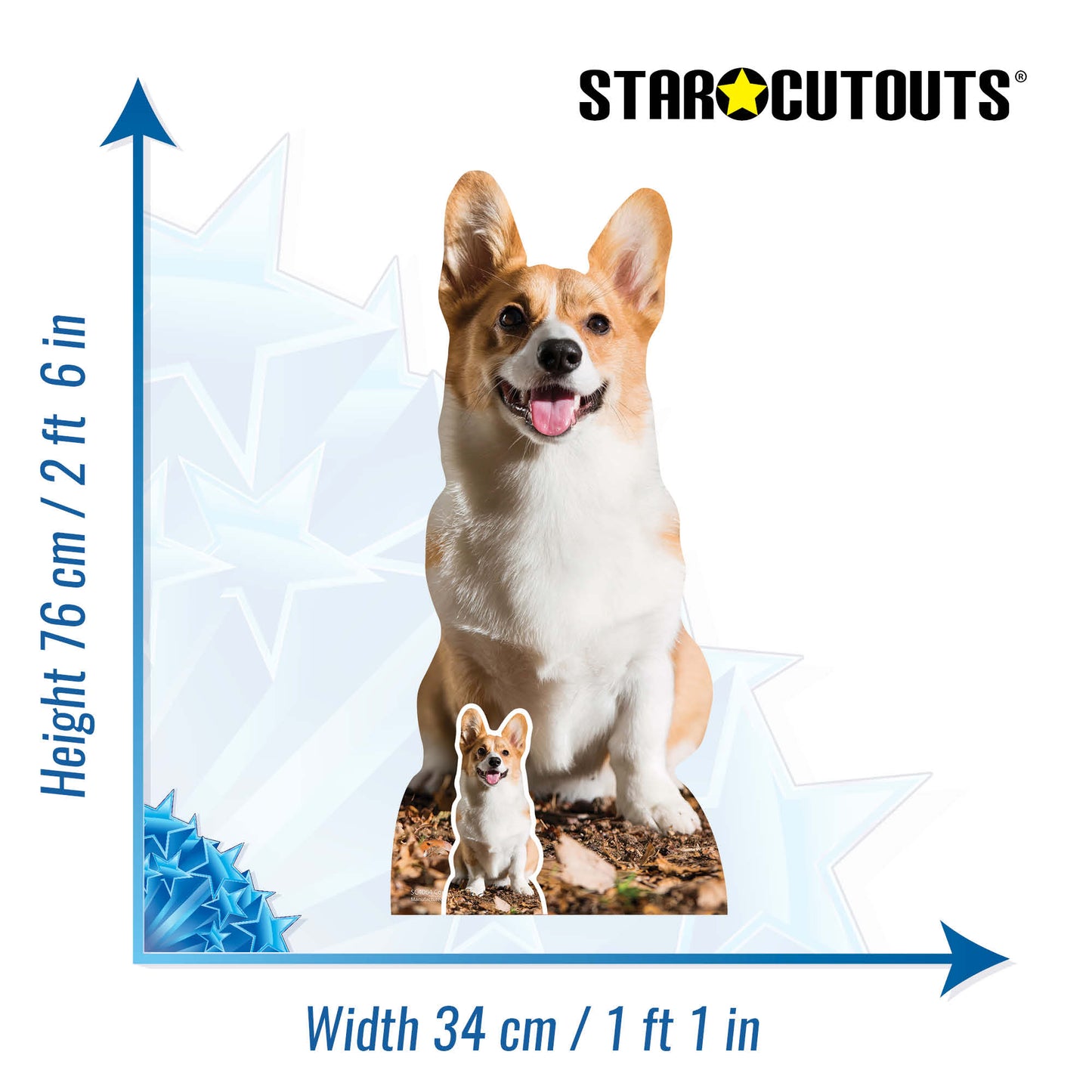 SC4064 Cute Corgi Dog Cardboard Cut Out Height 76cm