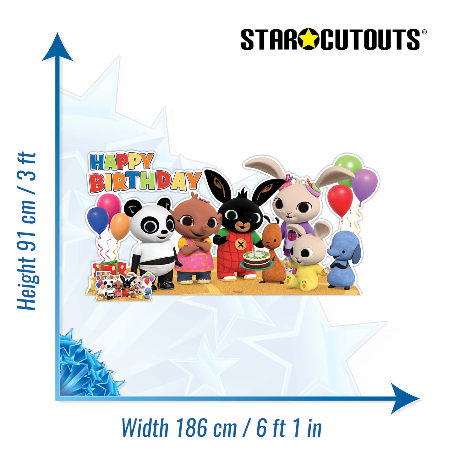SC4117 Bing Birthday Party Cardboard Cut Out Height 91cm - Star Cutouts