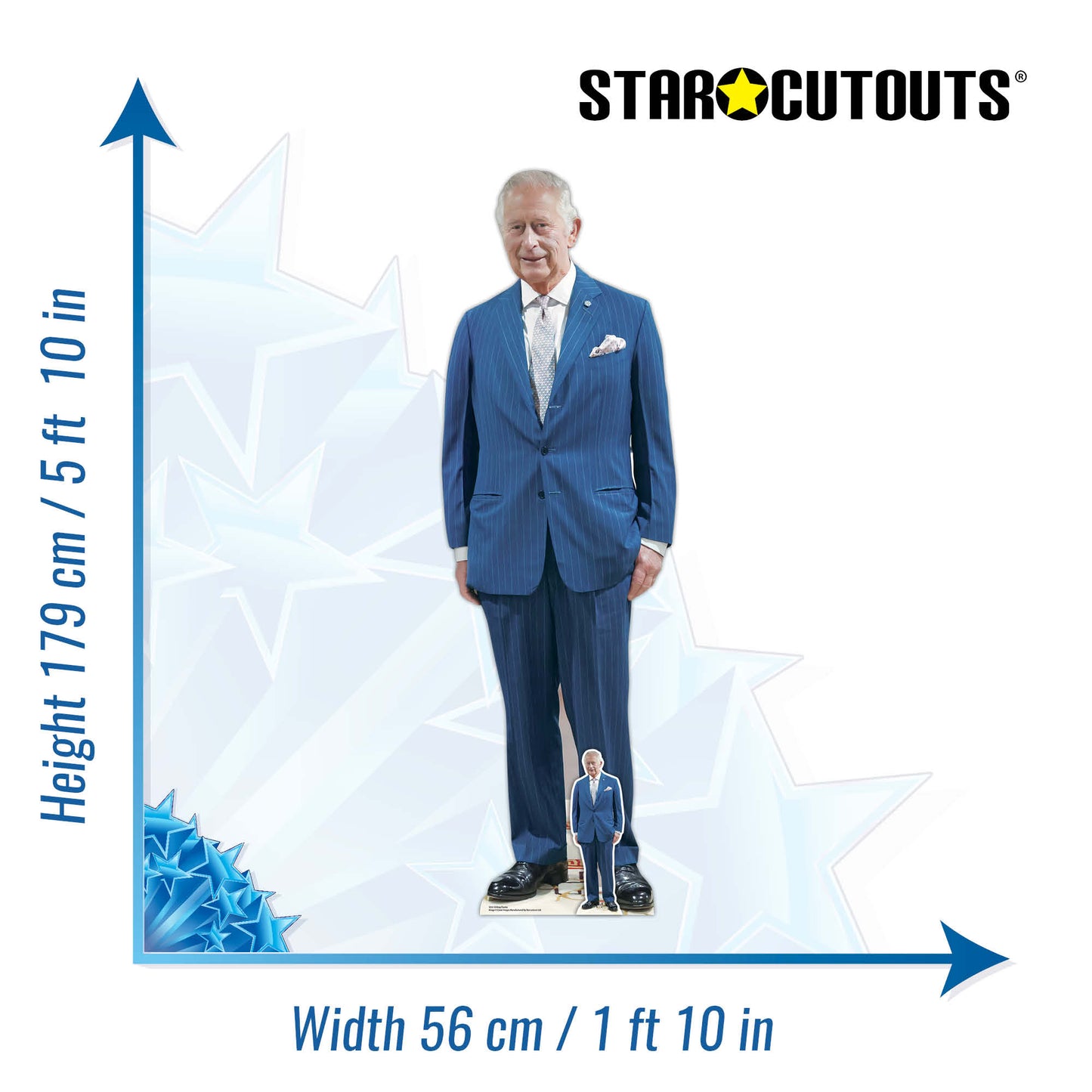 SC4118 King Charles Blue Suit Cardboard Cut Out Height 179cm