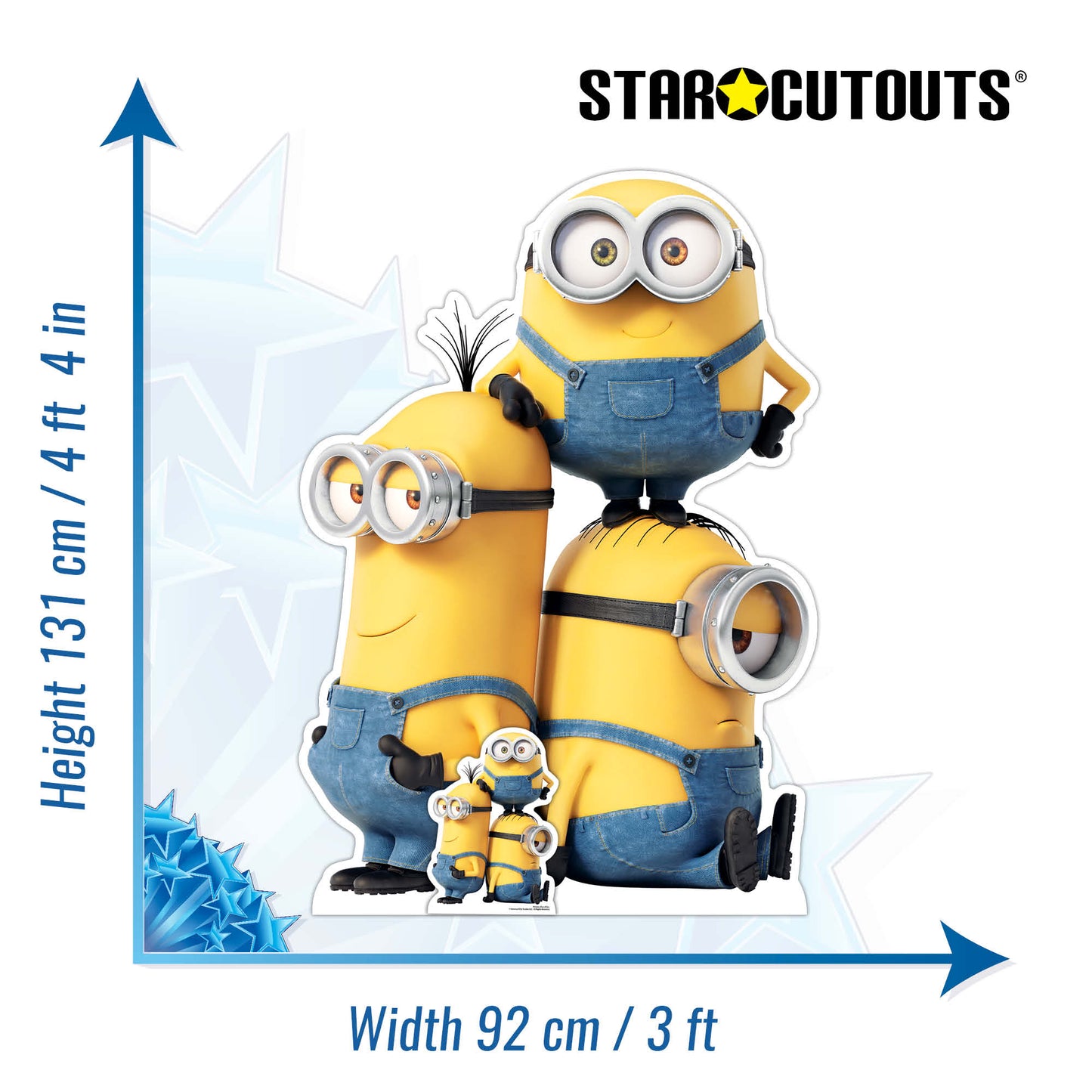 SC4123 Group Minions Kevin Bob and Stuart Cardboard Cut Out Height 131cm - Star Cutouts
