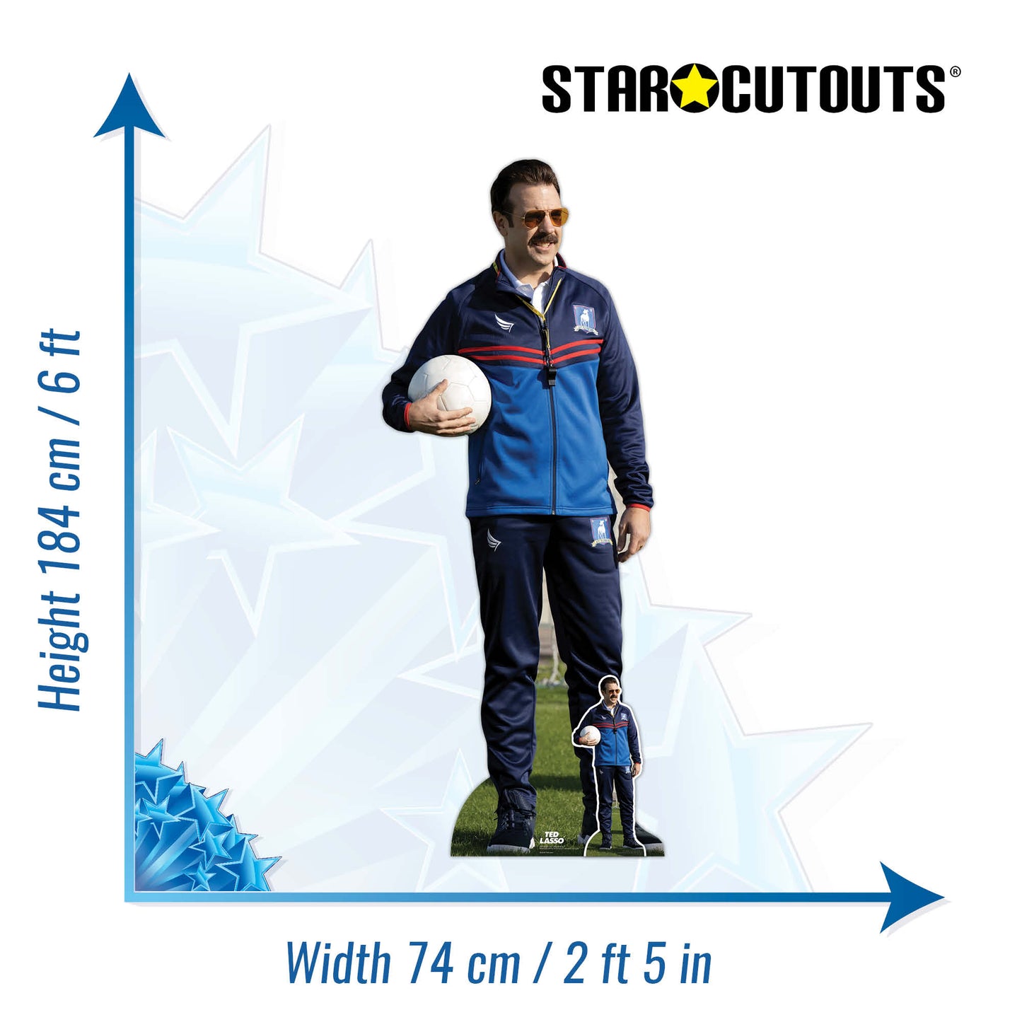 SC4149 Ted Lasso Jason Sudeikis with Football Cardboard Cut Out Height 184cm