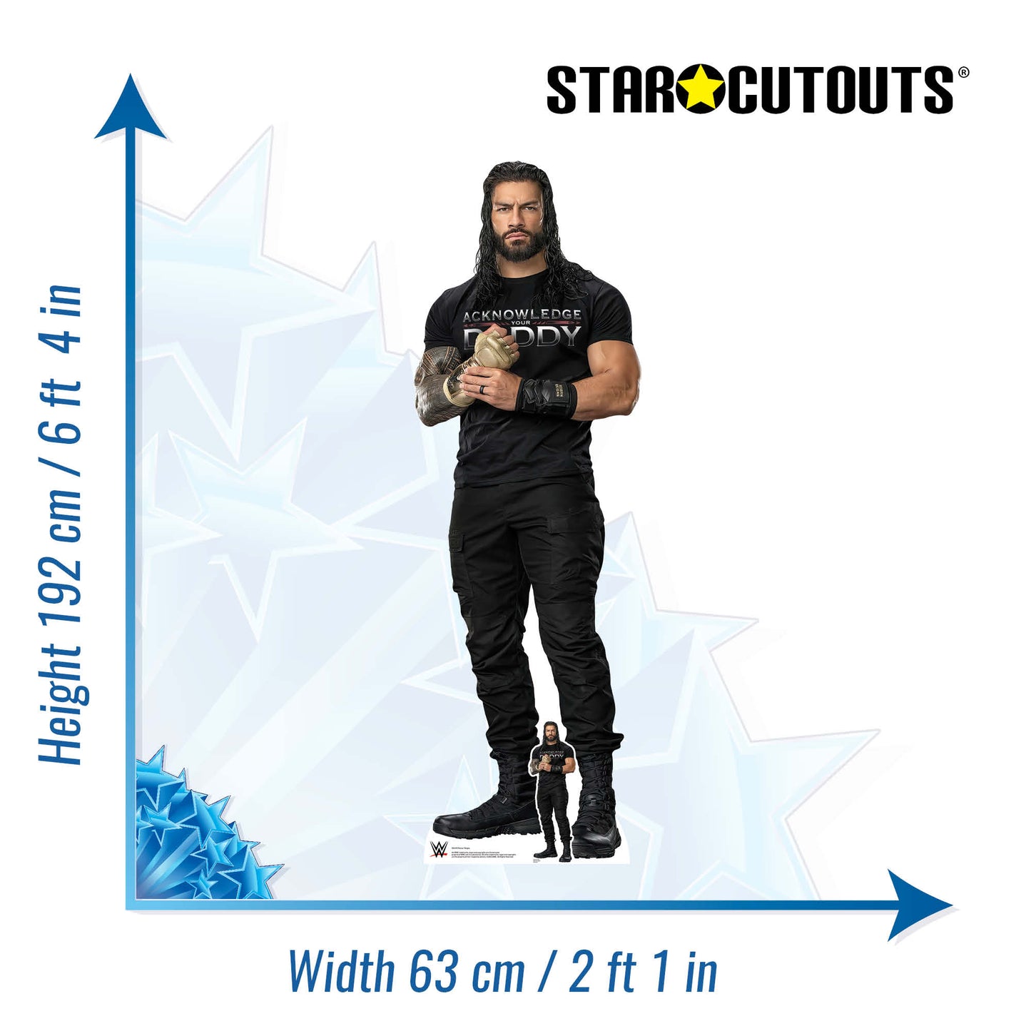 SC4159 Roman Reigns Black Outfit WWE Cardboard Cut Out Height 192cm