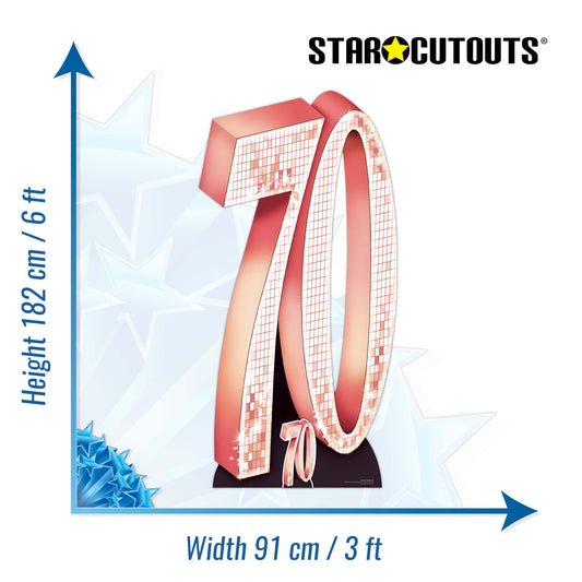 SC4176 Rose Gold Number 70 Seventy Cardboard Cut Out Height 182cm