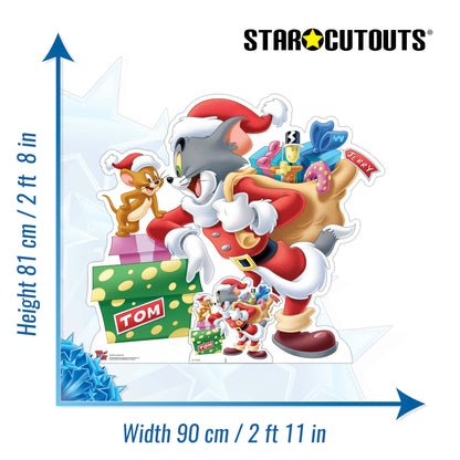 SC4193 Tom and Jerry Merry Christmas Cardboard Cut Out Height 81cm