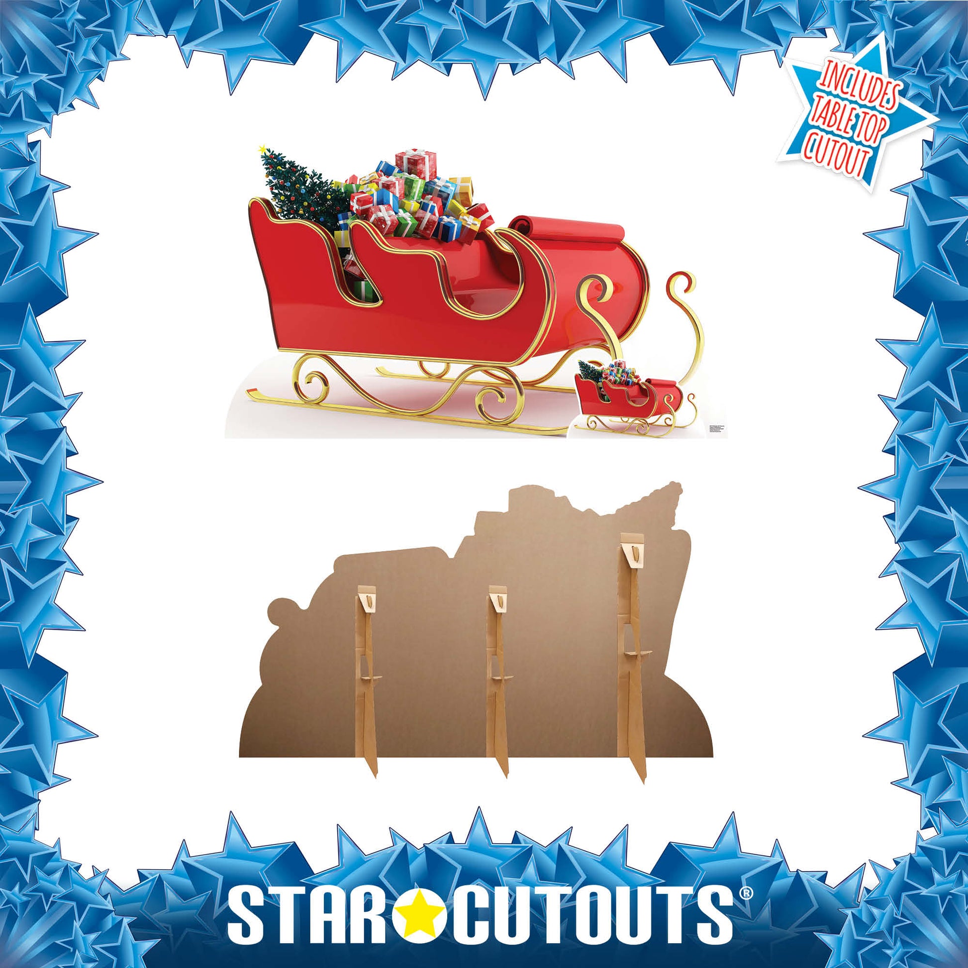 SC4198 Christmas Santa Sleigh with Presents Cardboard Cut Out Height 93cm - Star Cutouts