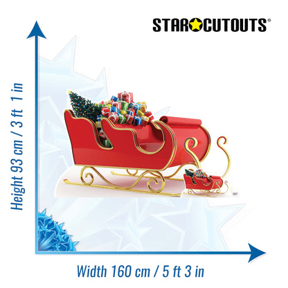 SC4198 Christmas Santa Sleigh with Presents Cardboard Cut Out Height 93cm - Star Cutouts