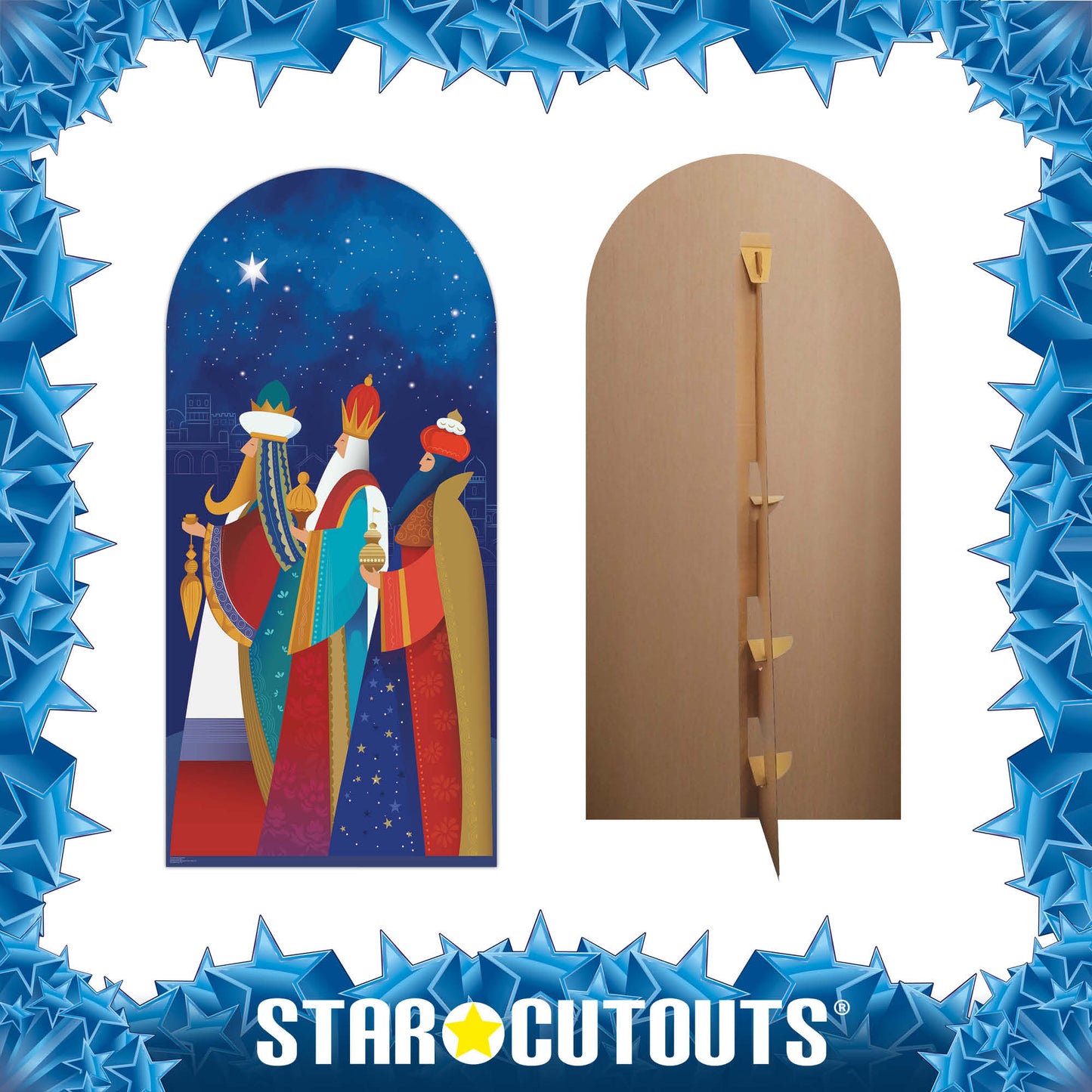 SC4199 Three Kings Christmas With Gifts Cardboard Cut Out Height 194cm - Star Cutouts