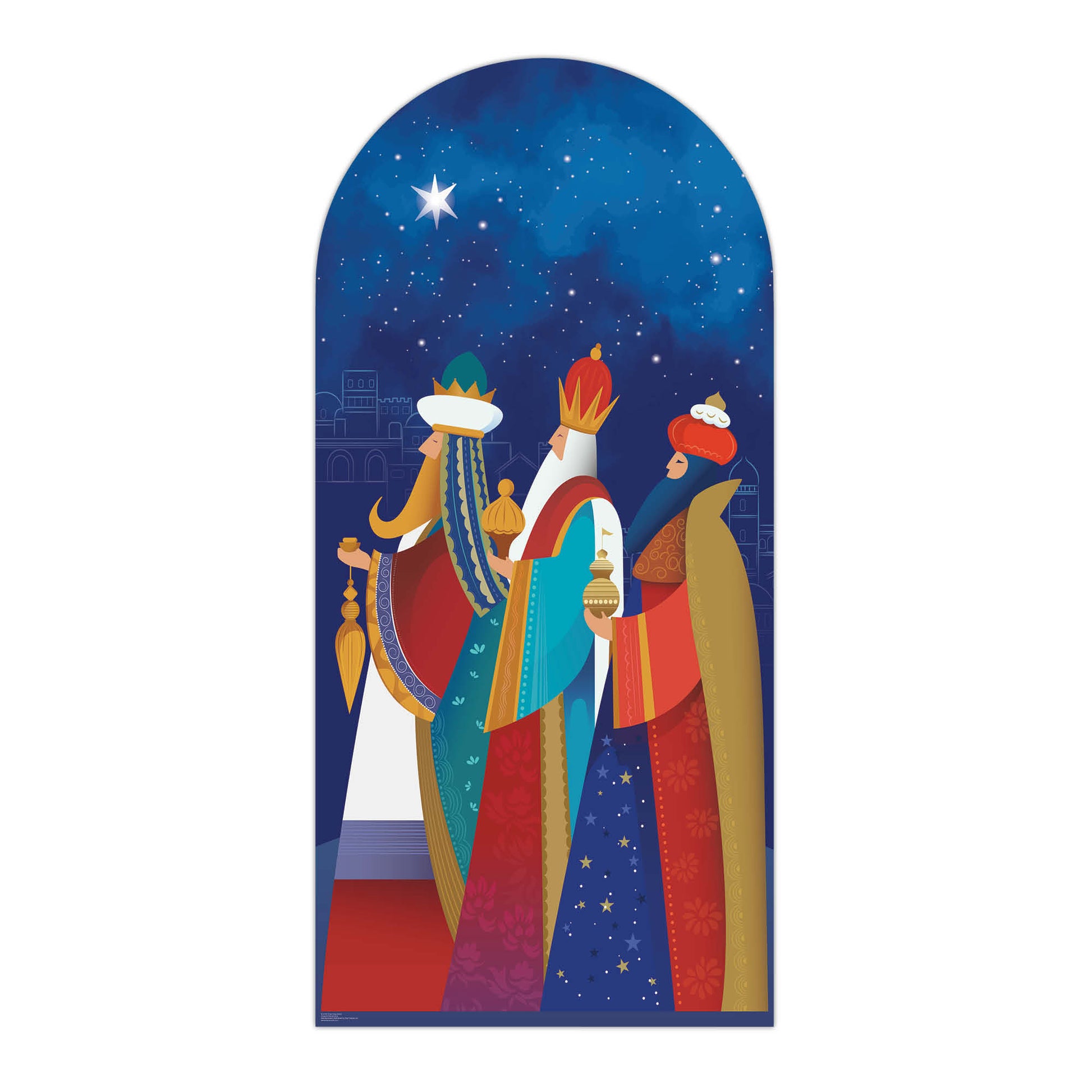 SC4199 Three Kings Christmas With Gifts Cardboard Cut Out Height 194cm - Star Cutouts