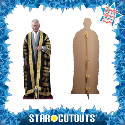 SC4207 King Charles III Gold Cardboard Cut Out Height 179cm
