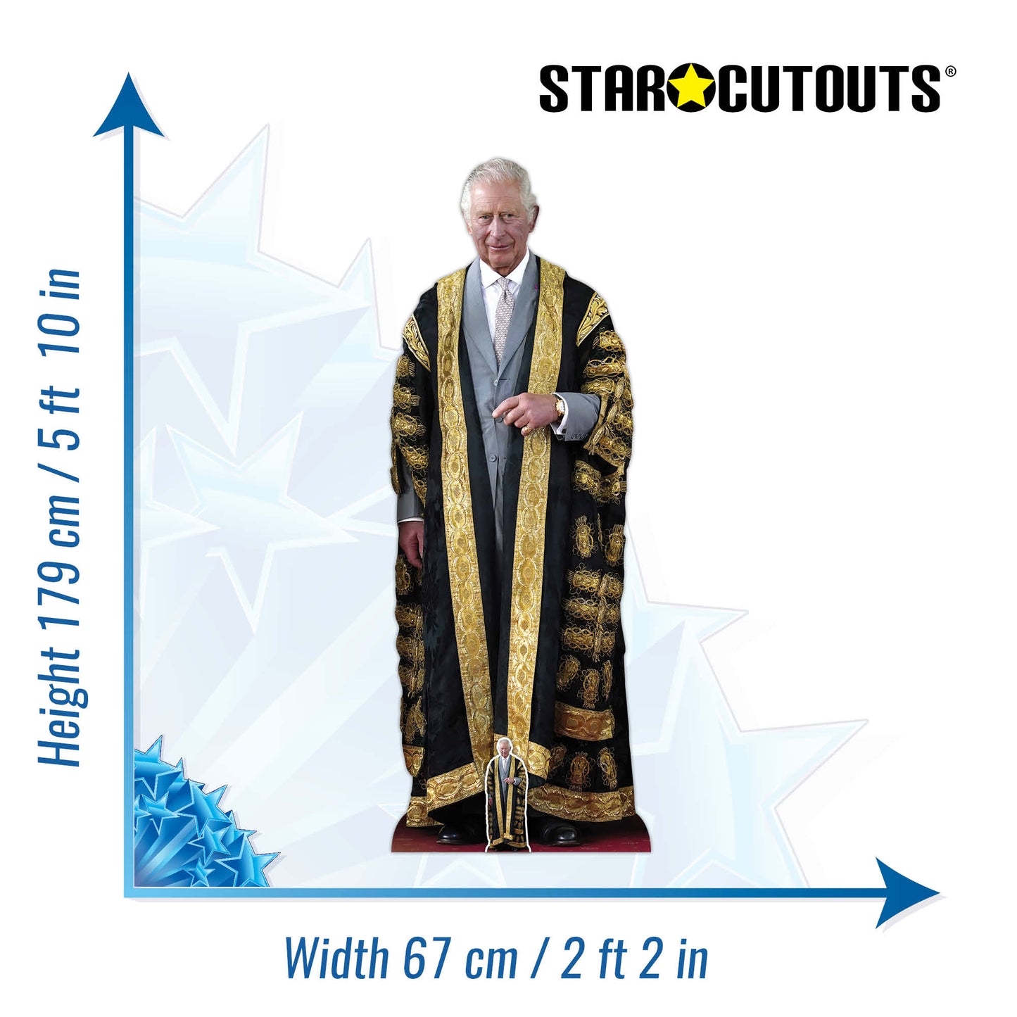 SC4207 King Charles III Gold Cardboard Cut Out Height 179cm