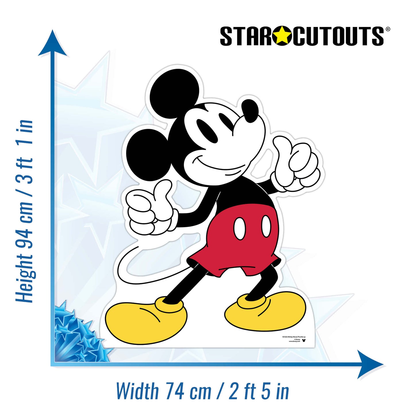 SC4222 Mickey Mouse Thumbs Up Cardboard Cut Out Height 94cm
