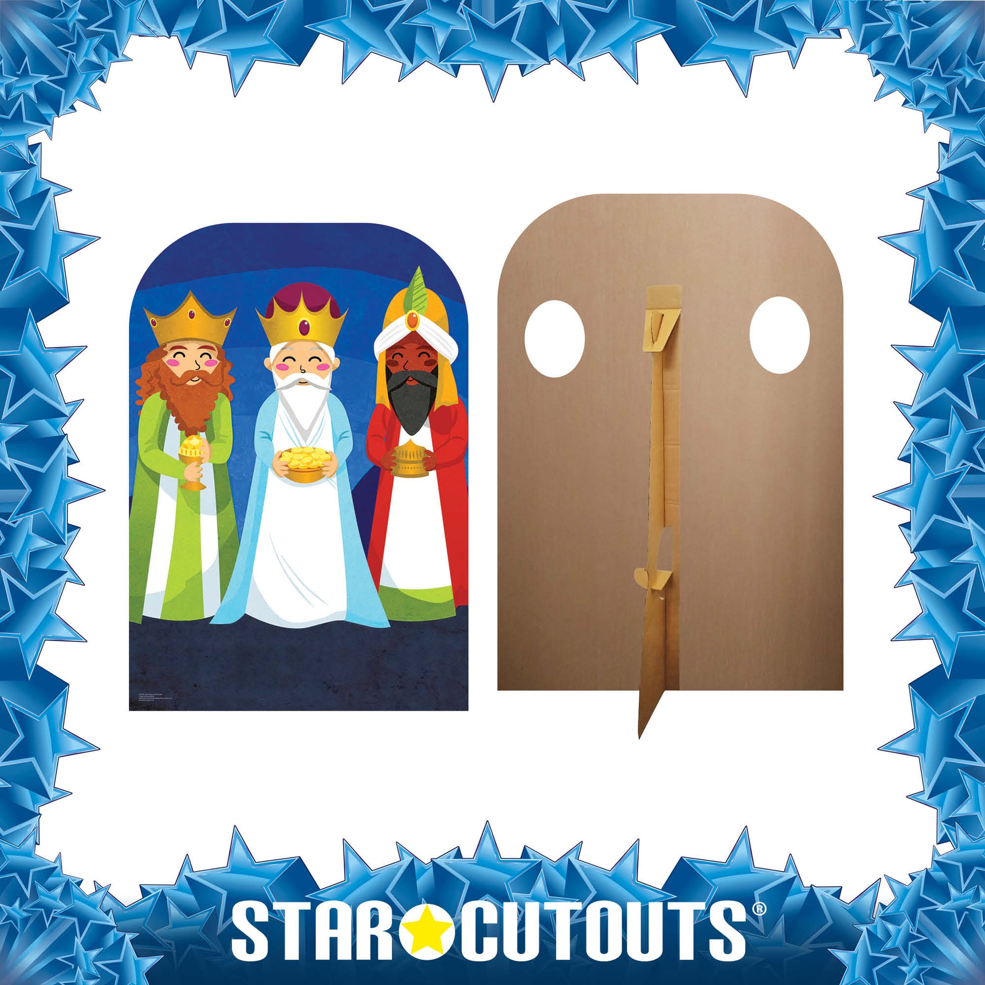 SC4230 Three Kings Christmas Child Stand In Cardboard Cut Out Height 131cm - Star Cutouts