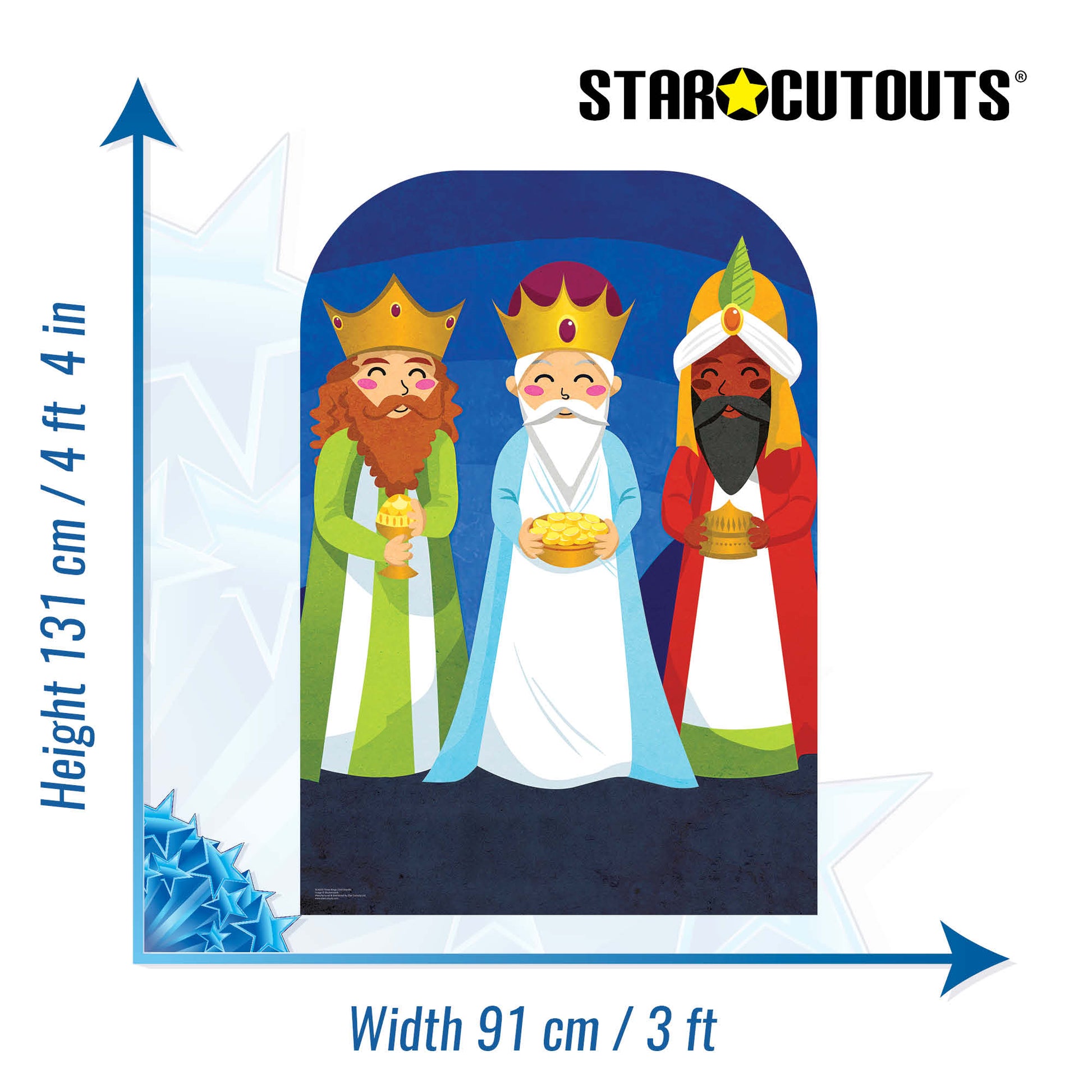 SC4230 Three Kings Christmas Child Stand In Cardboard Cut Out Height 131cm - Star Cutouts