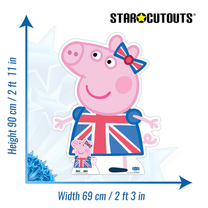 SC4241 Peppa Pig Union Jack Cardboard Cut Out Height 90cm