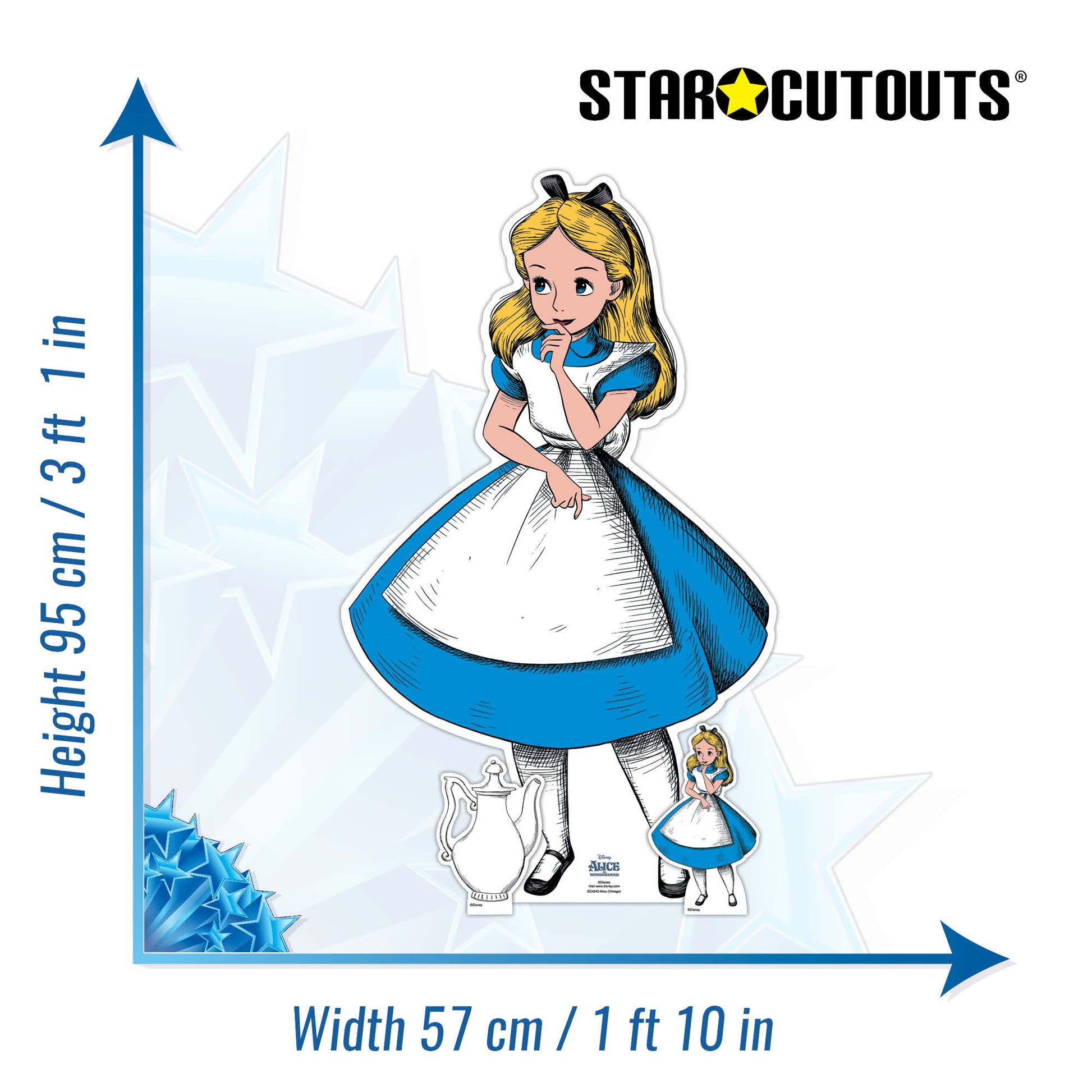 SC4243 Vintage Alice in Wonderland Alice Star Mini Cardboard Cut Out Height 95cm - Star Cutouts