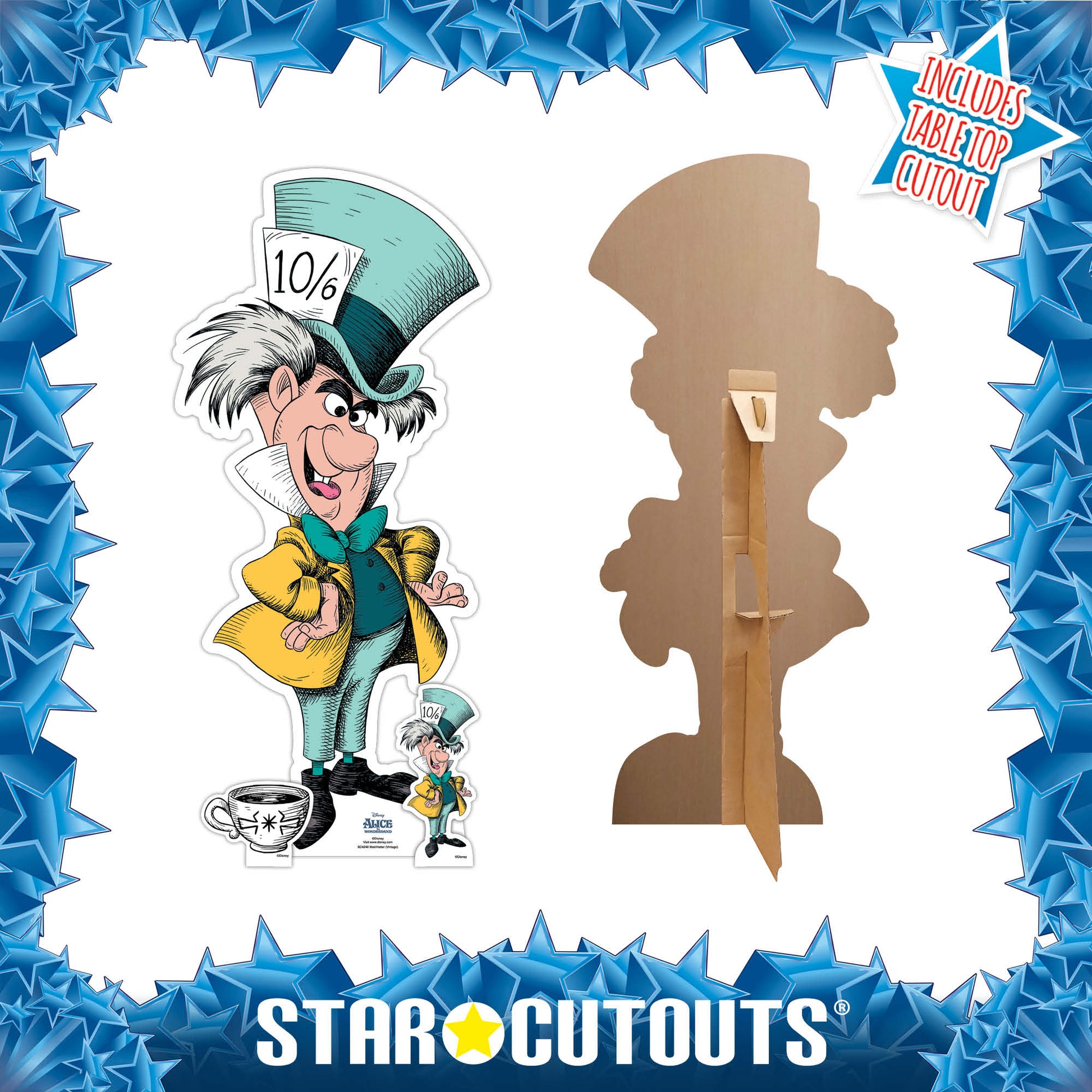 SC4246 Vintage Alice in Wonderland Mad Hatter Star Mini Cardboard Cut Out Height 94cm - Star Cutouts