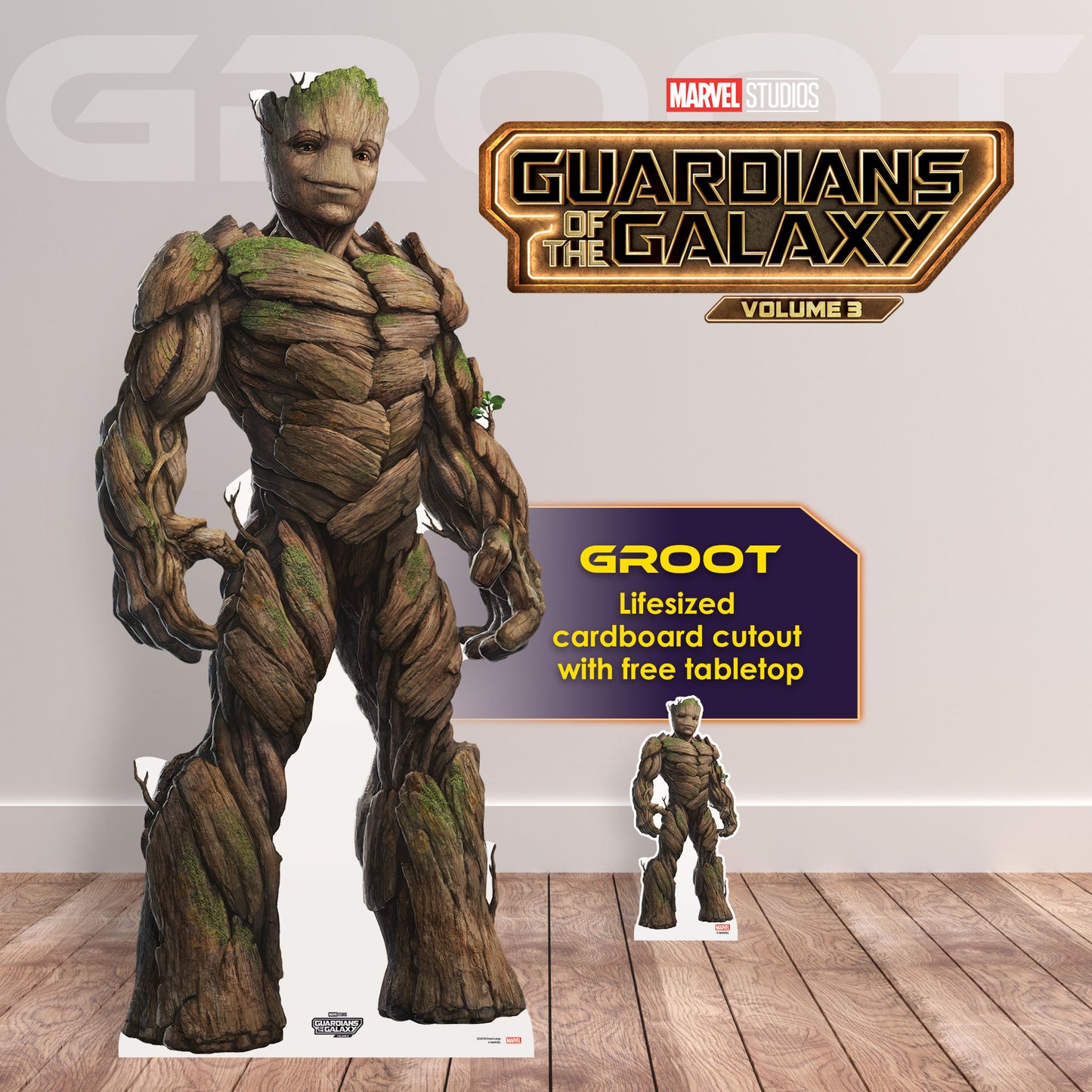 SC4278 Groot Large Guardians of the Galaxy Three Marvel Lifesize Cardboard Cut Out With Mini Height 195cm