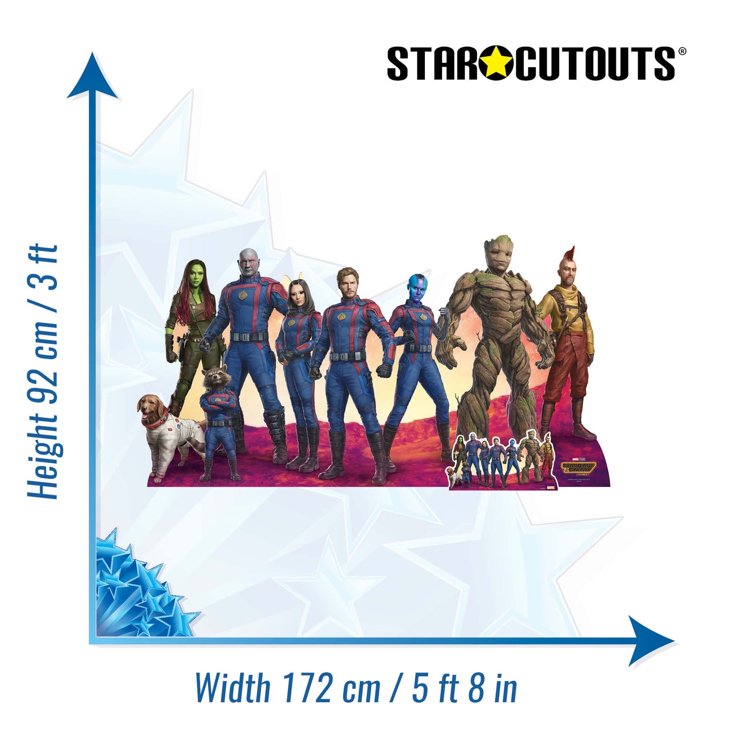 SC4280 Guardians Group Guardians of the Galaxy Three Marvel Cardboard Cut Out With Mini Height 92cm