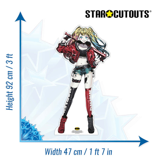 SC4307 Harley Quinn Anime Style Star Mini  Cardboard Cut Out Height 92cm