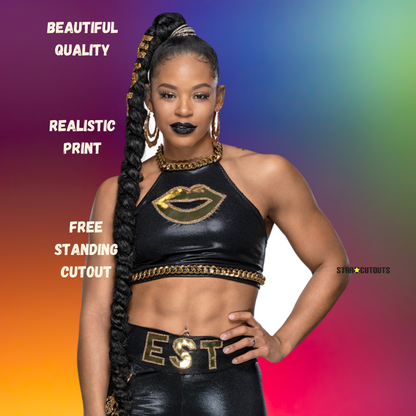 SC4313 Bianca Belair Black Outfit EST WWE Cardboard Cut Out Height 176cm