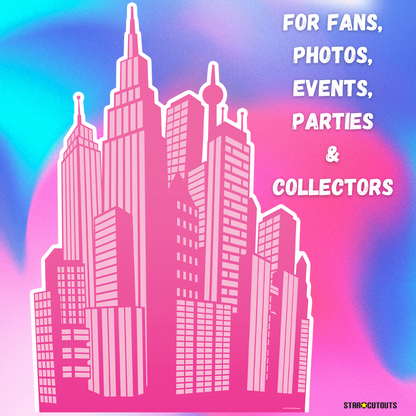 SC4319 Pink City Printed Silhouette Cardboard Cut Out Height 133cm