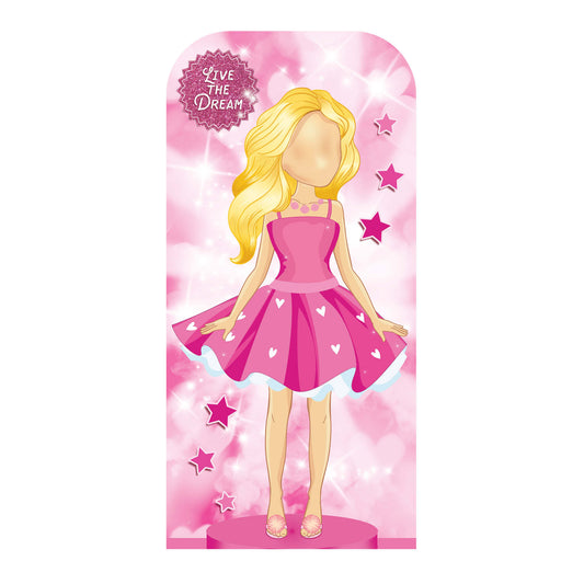 SC4320 Pink Doll Stand In Cardboard Cut Out Height 193cm