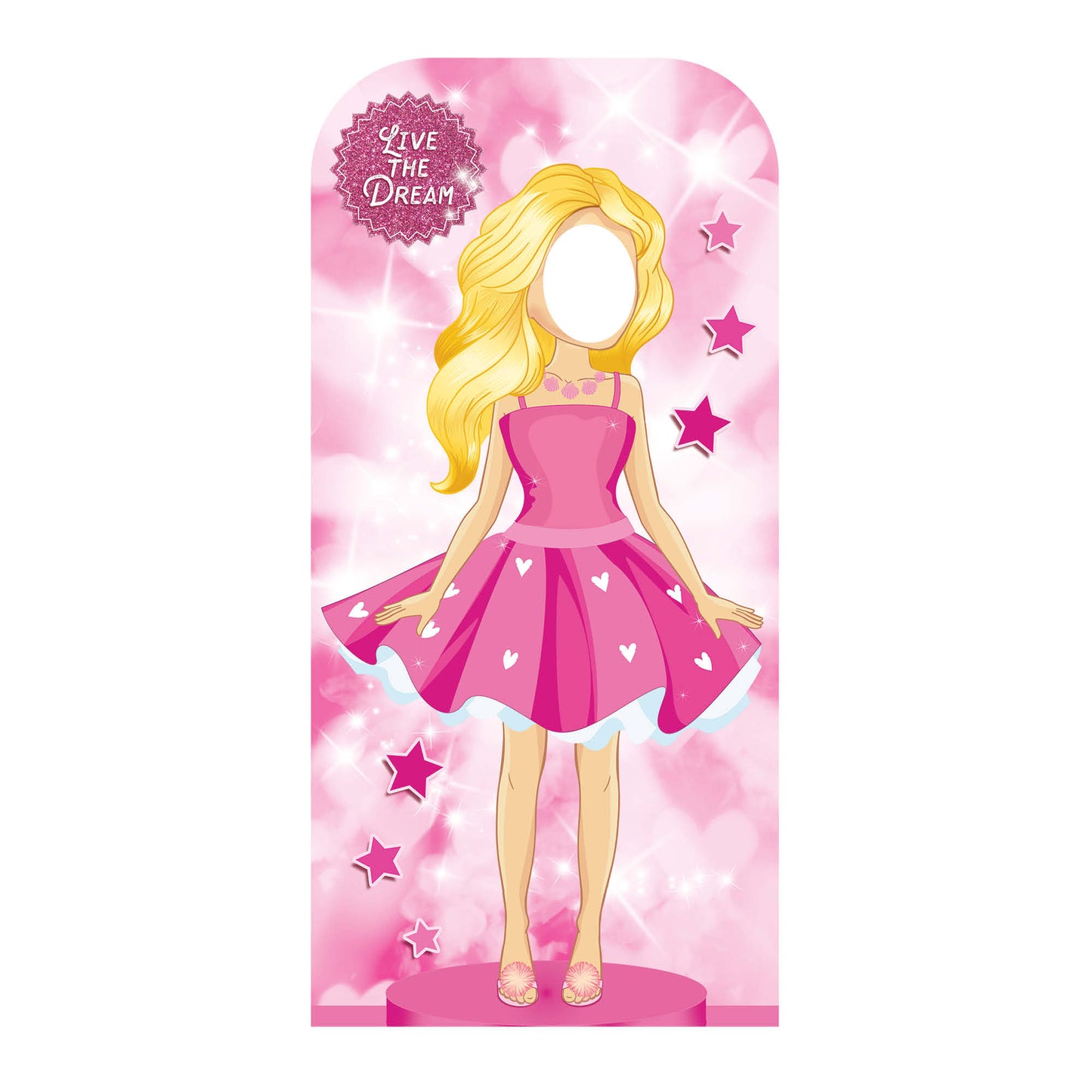 SC4320 Pink Doll Stand In Cardboard Cut Out Height 193cm