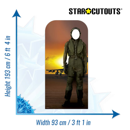 SC4338 Fighter Pilot Stand In Cardboard Cut Out Height 193cm