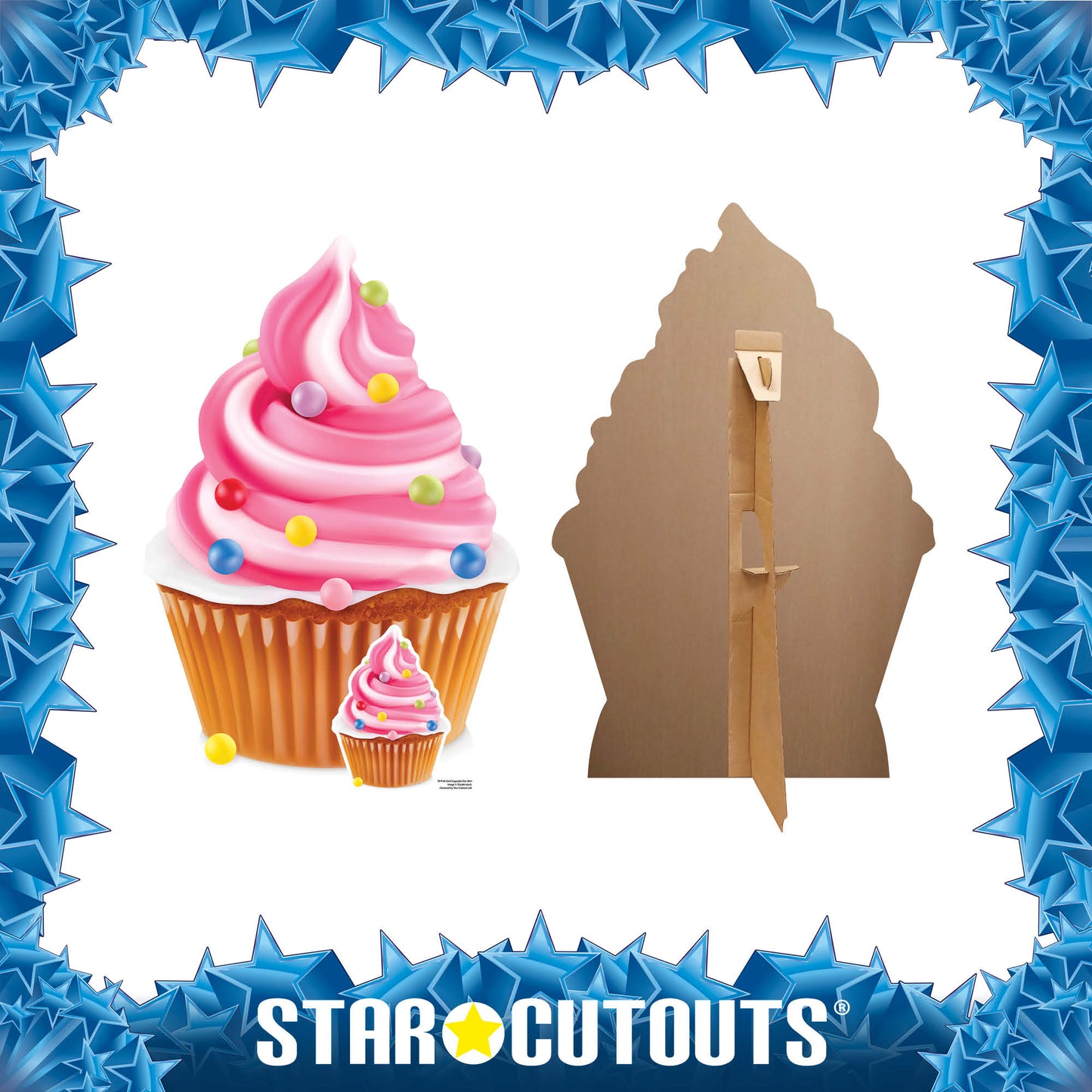 SC4359 Pink Cupcake Swirl Star Mini Cardboard Cut Out Height 84cm