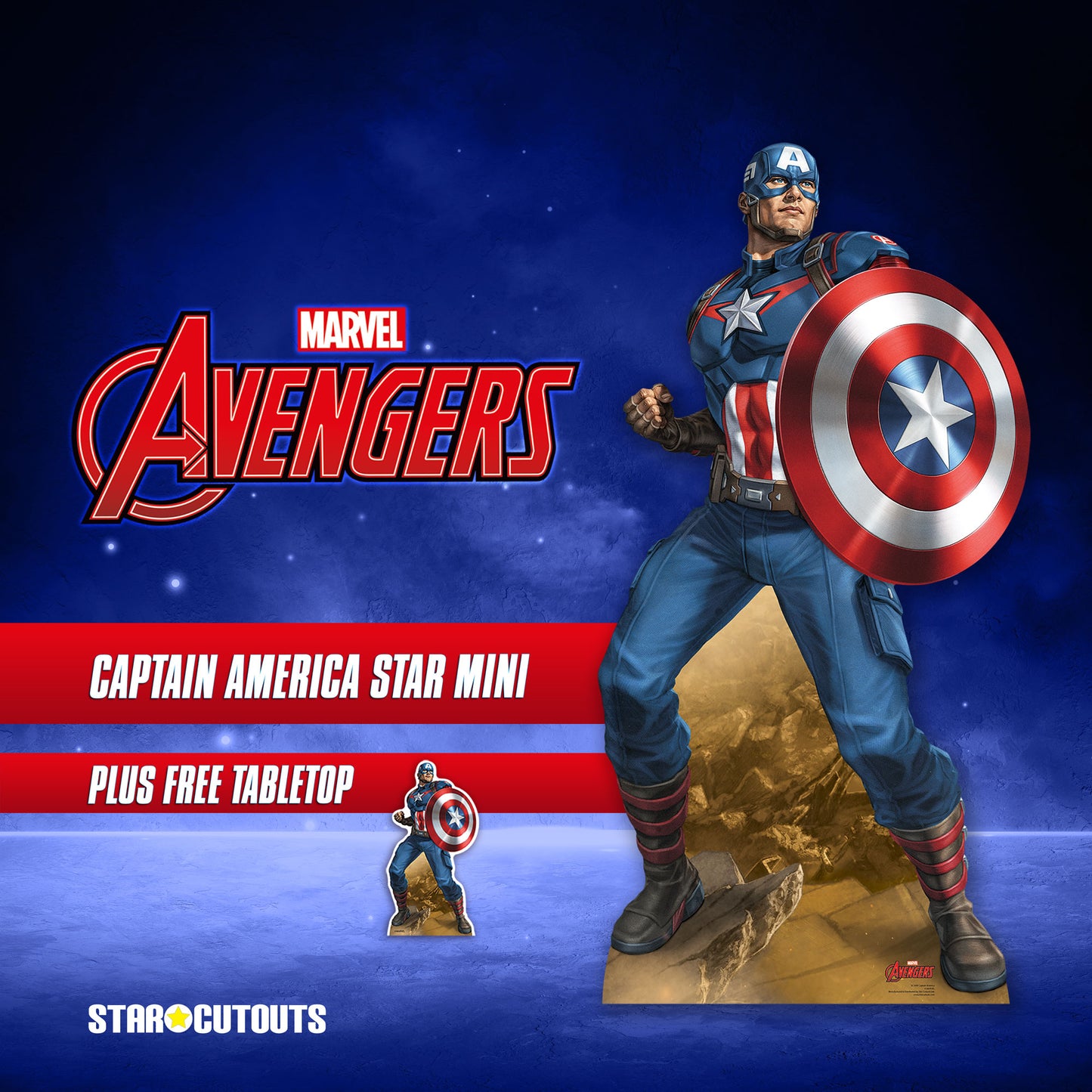 SC4384 Captain America Star Mini Cardboard Cut Out Height 92cm