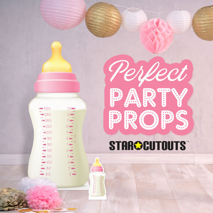 SC4395 Baby Bottle Pink Star Mini Cardboard Cut Out Height 91cm