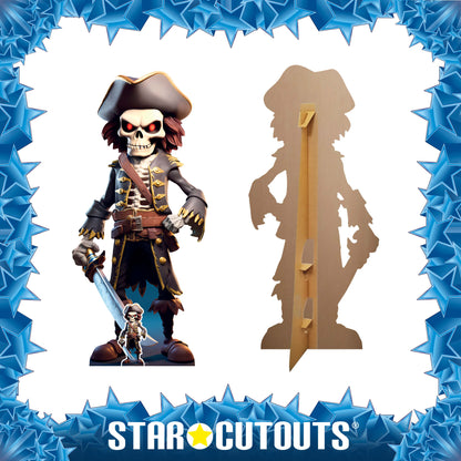 SC4479 Pirate Skeleton Cartoon Cardboard Cut Out Height 164cm
