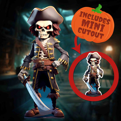 SC4479 Pirate Skeleton Cartoon Cardboard Cut Out Height 164cm